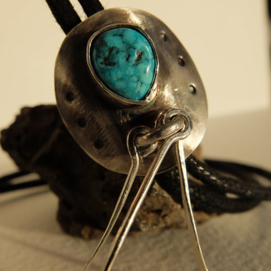 Sabine Turquoise Bolo Necklace in Sterling Silver