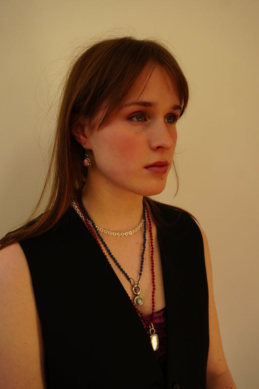 Colette Bead Strand Sodalite Necklace with Larimar pendant