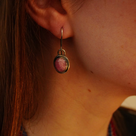 Elise Rhodochrosite Sterling Silver Drop Earrings