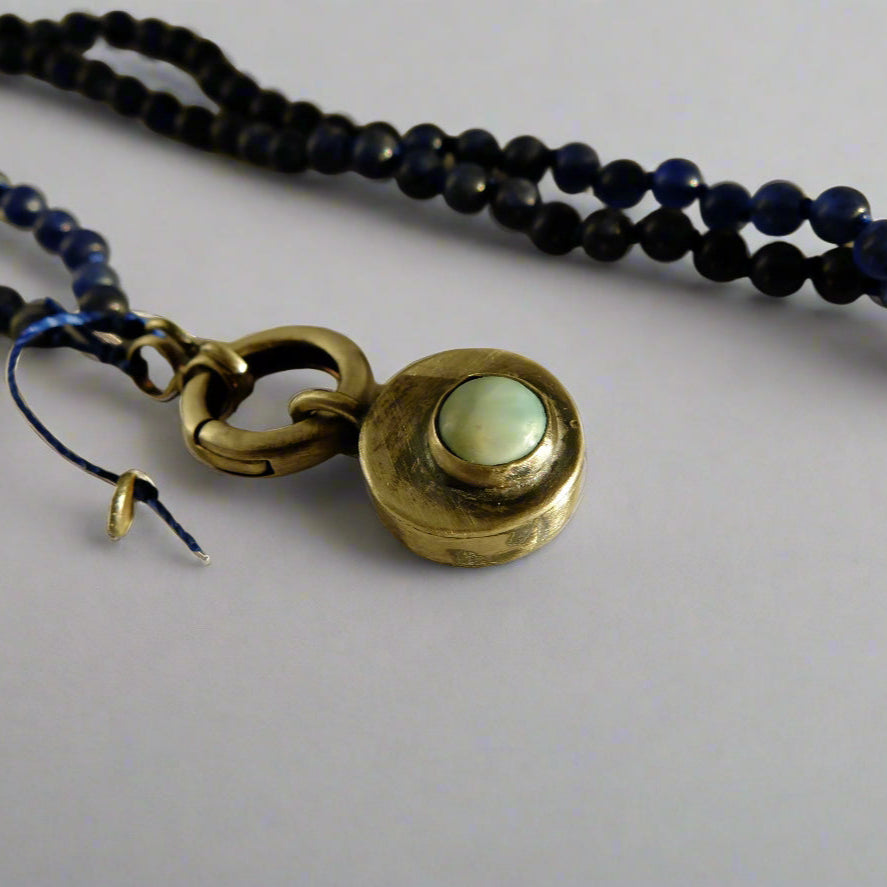 Colette Bead Strand Sodalite Necklace with Larimar pendant
