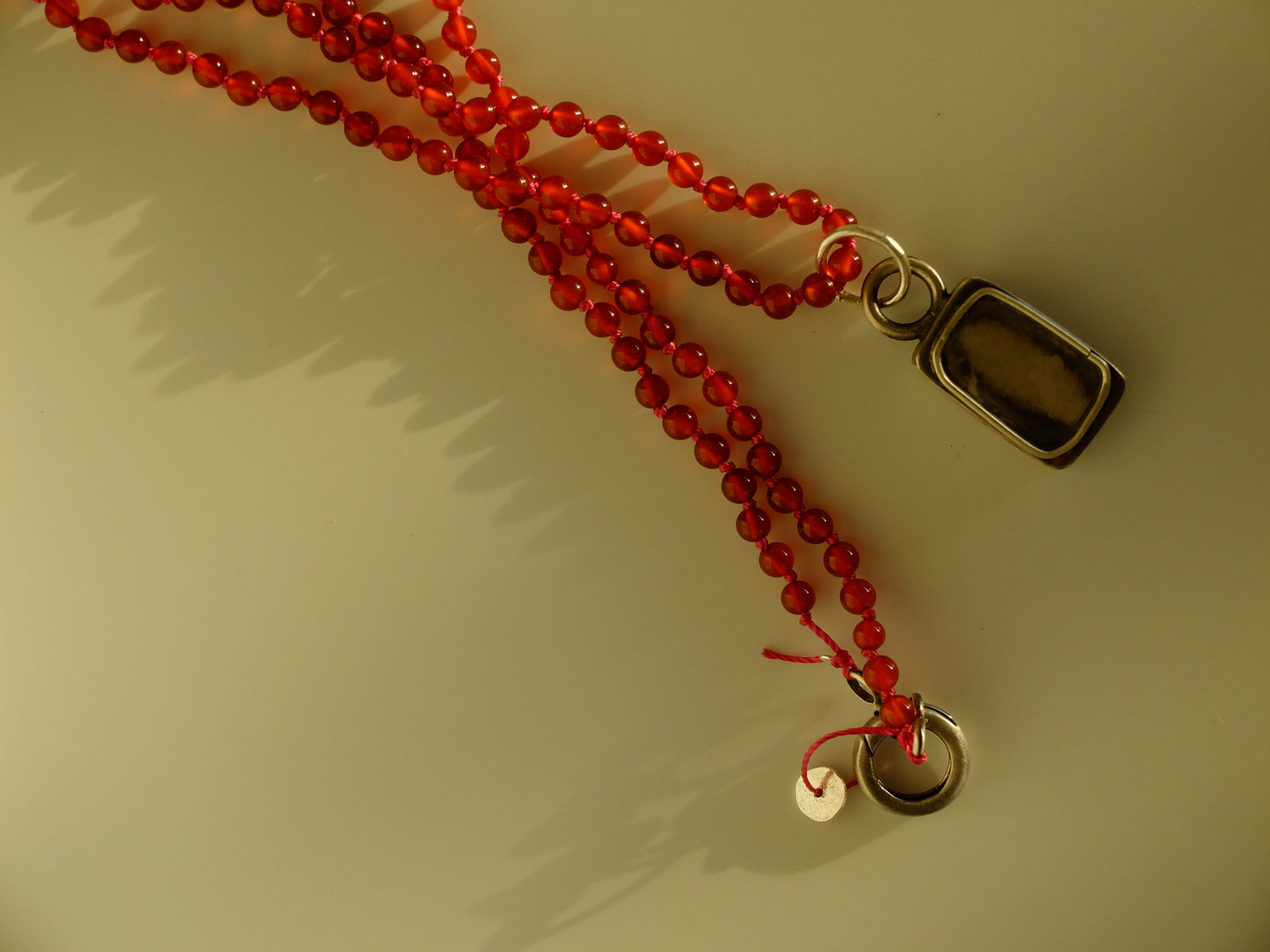 Esther Carnelian Bead Strand with Sterling Silver Pendant