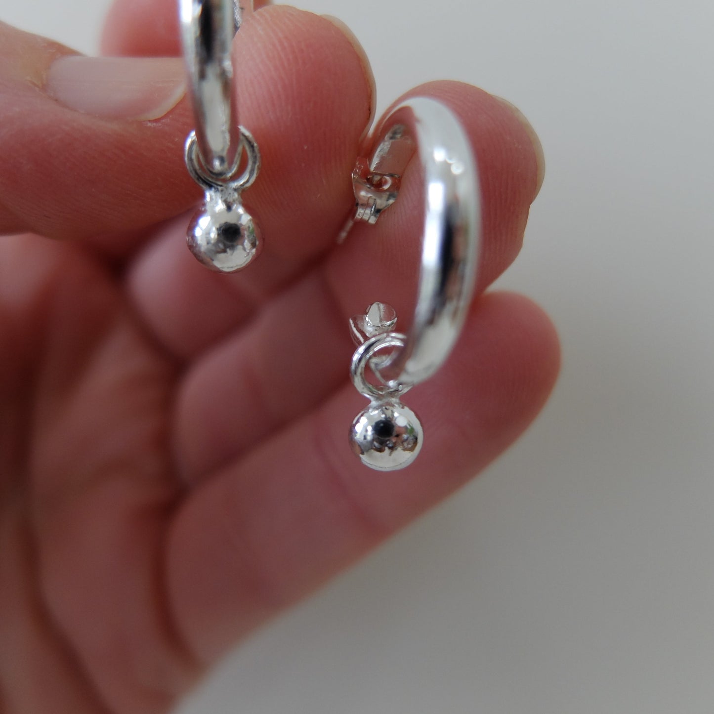 Combi Drop Sterling Silver Hoops