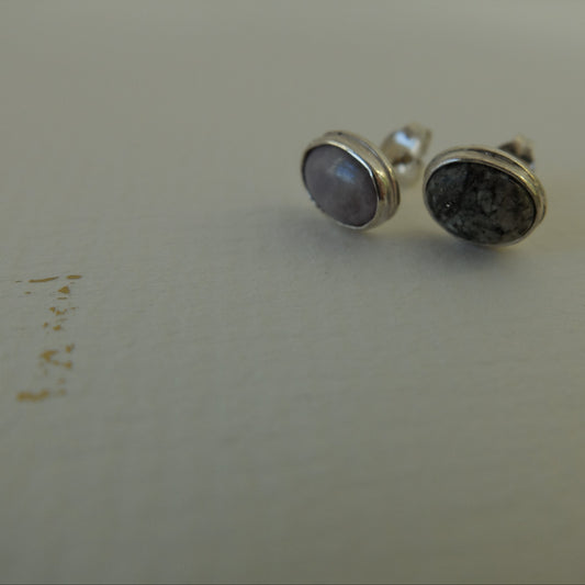 Skye Marble Stud Earrings in Sterling Silver