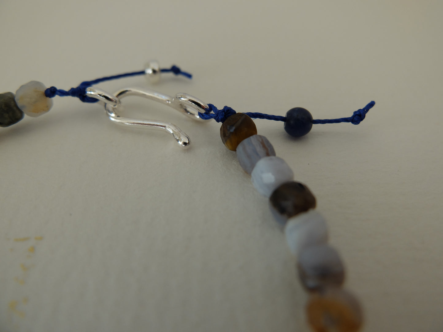 Blue Lace Agate Bracelet in Sterling Silver