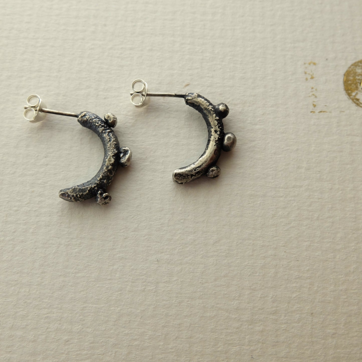 Handmade Helga Oxidised Semi-Hoop textured in Sterling Silver
