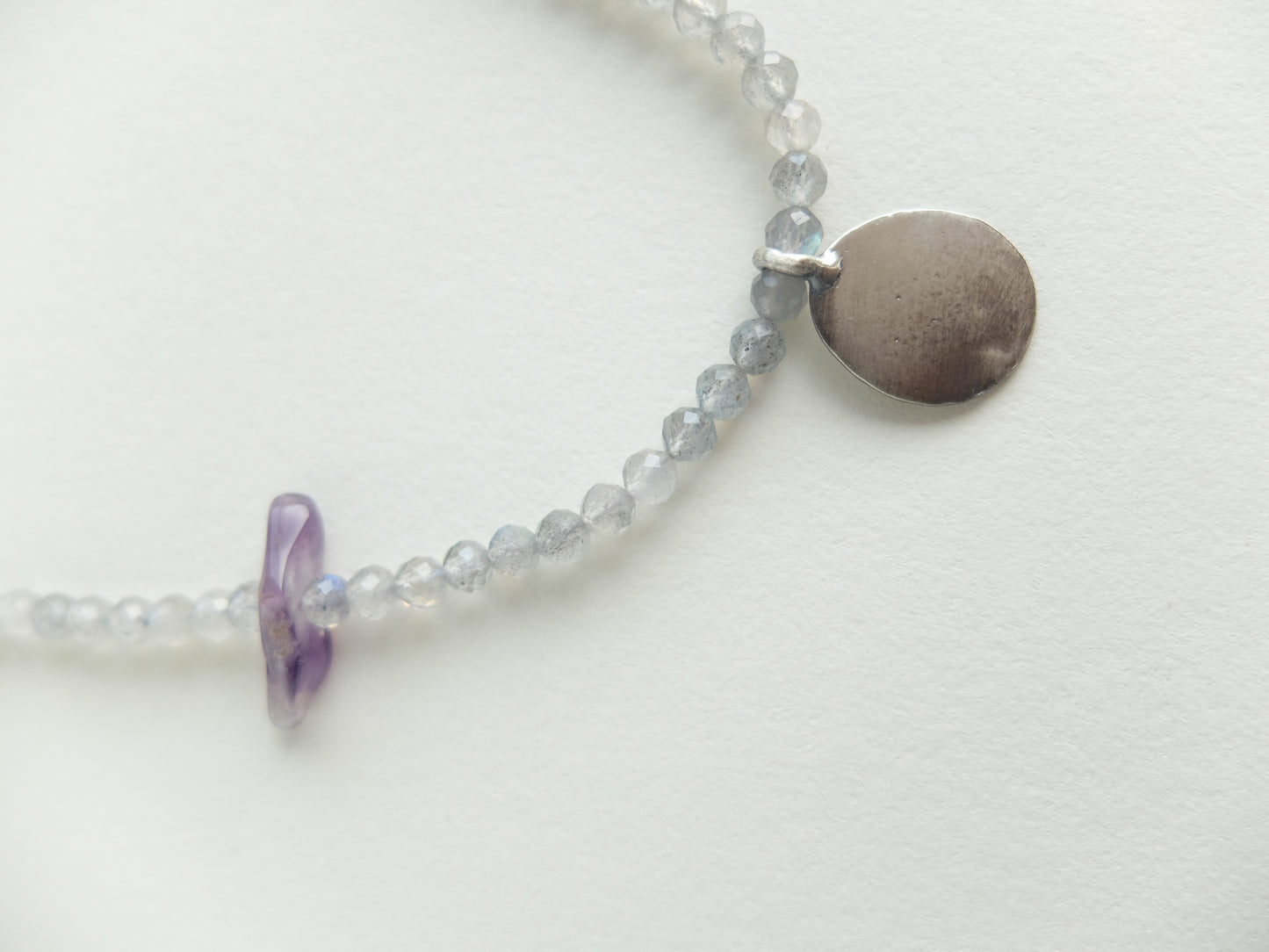 Necklace with beads on a white background