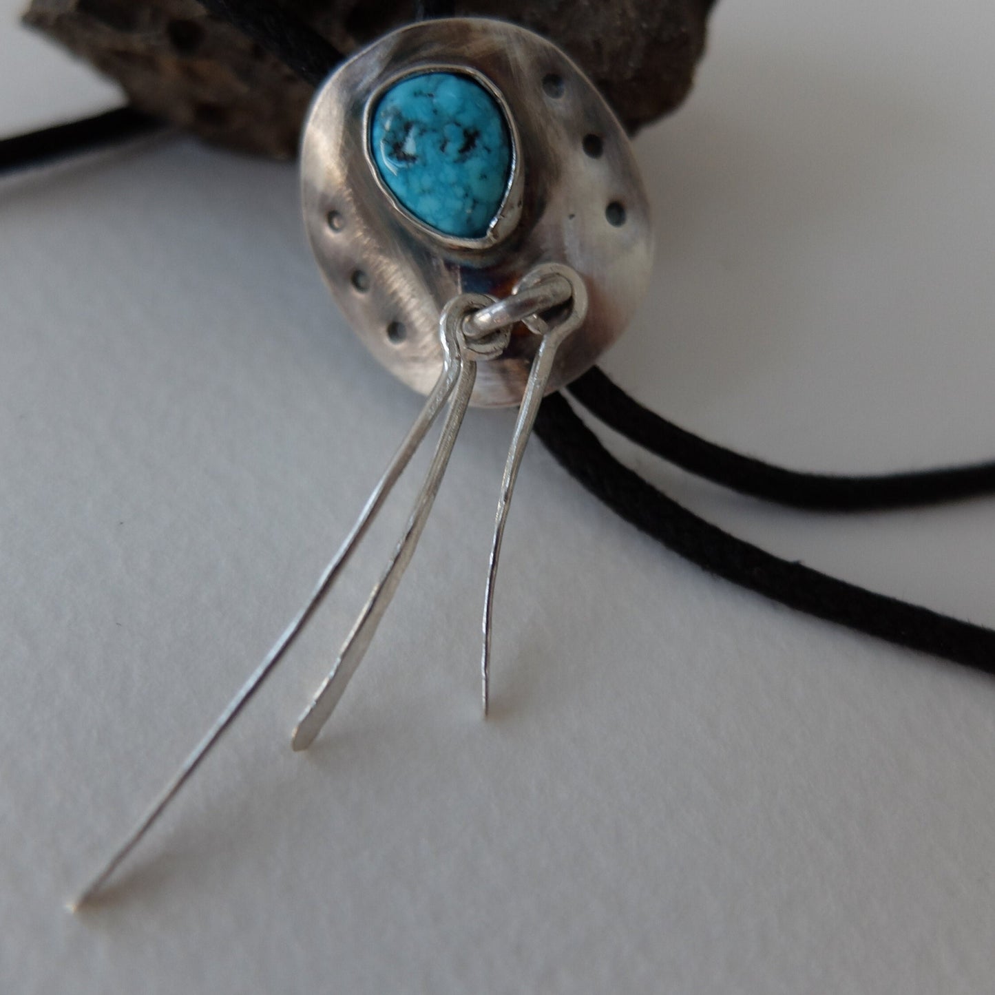 Sabine Turquoise Bolo Necklace in Sterling Silver
