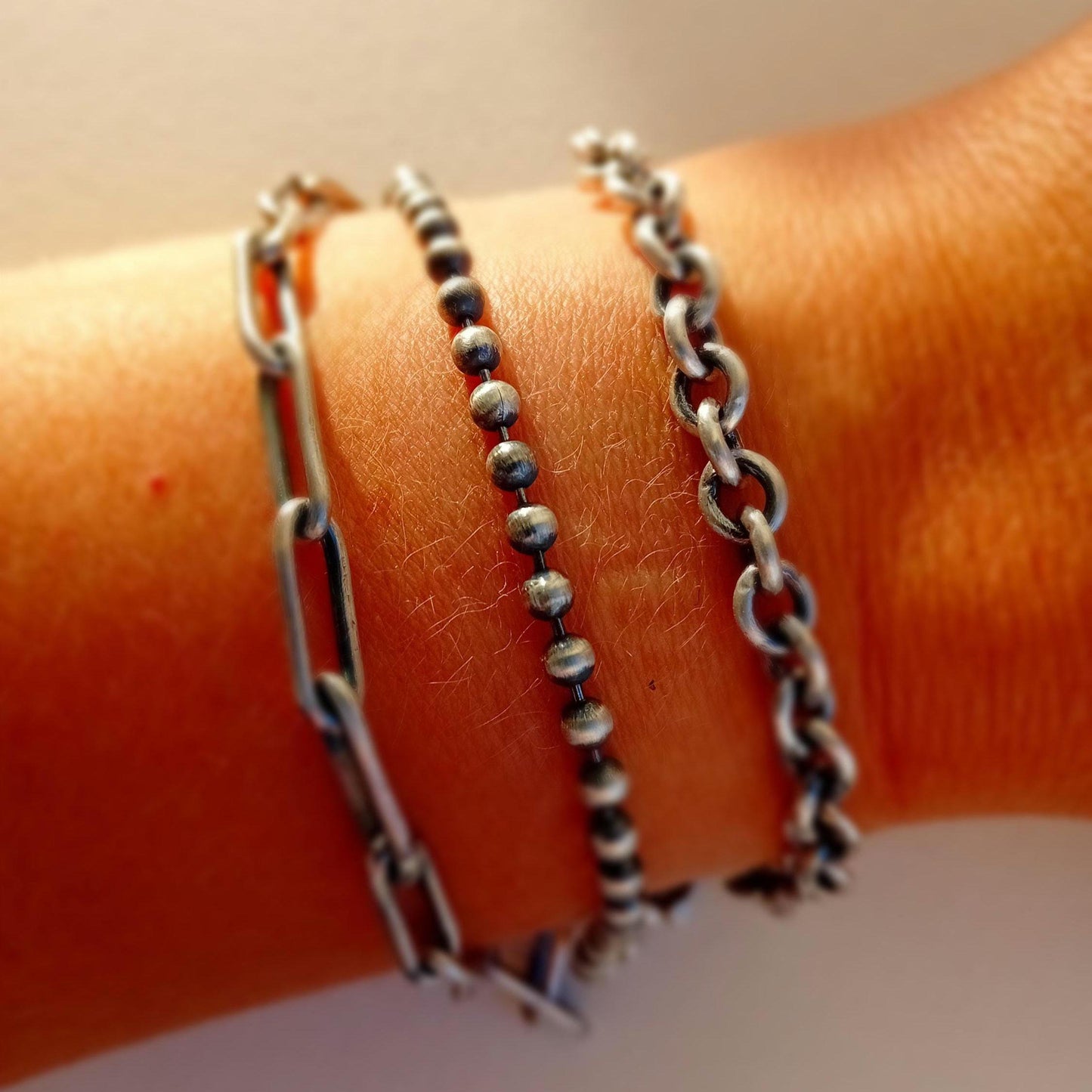Sophia Handmade Paperclip Bracelet in Sterling Silver