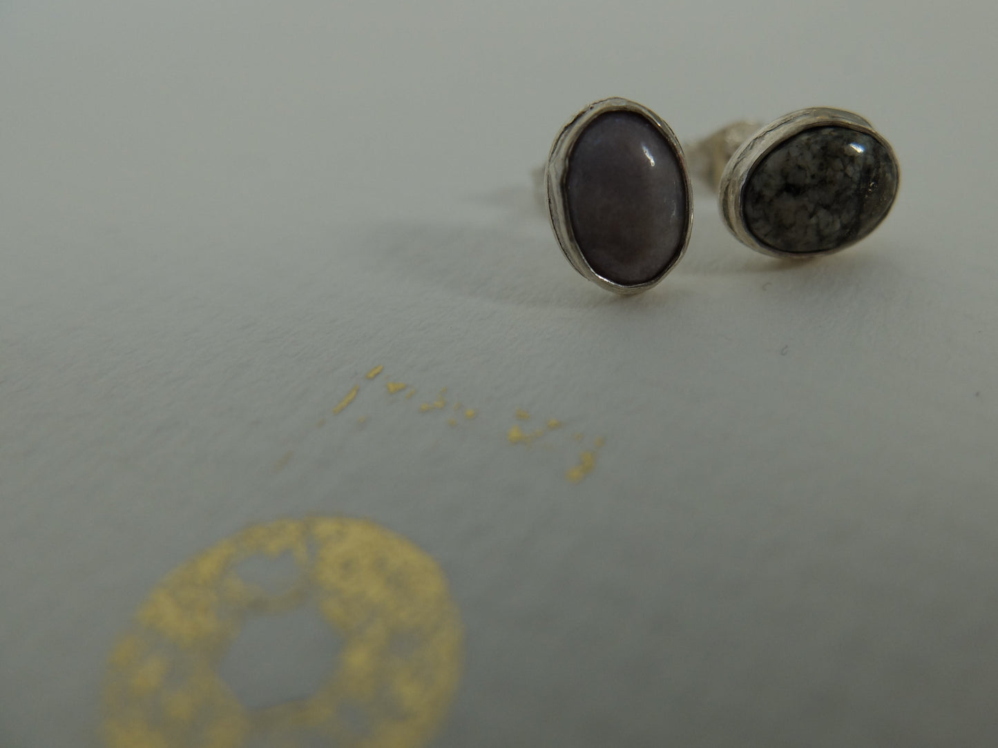 Skye Marble Stud Earrings in Sterling Silver