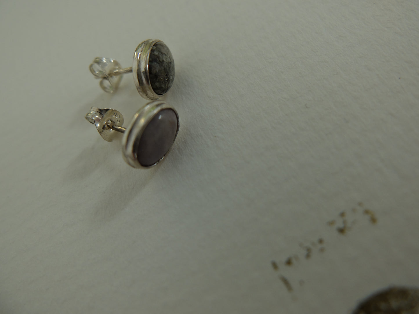Skye Marble Stud Earrings in Sterling Silver