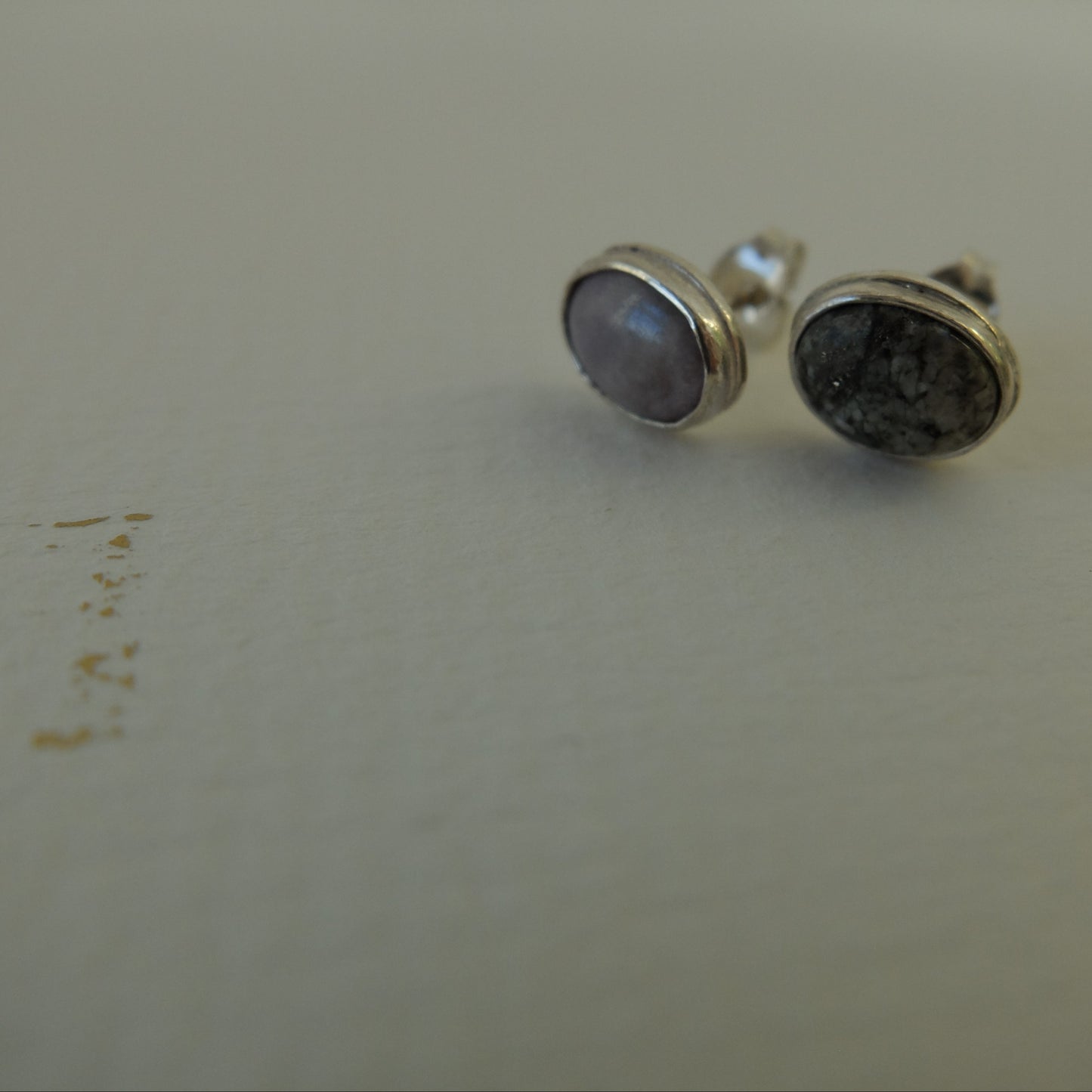 Skye Marble Stud Earrings in Sterling Silver