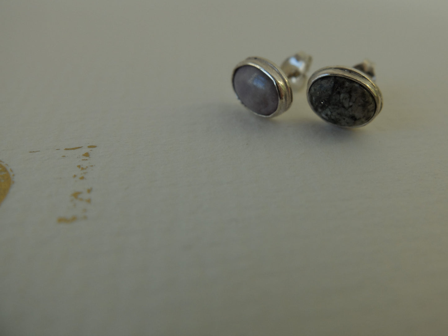 Skye Marble Stud Earrings in Sterling Silver