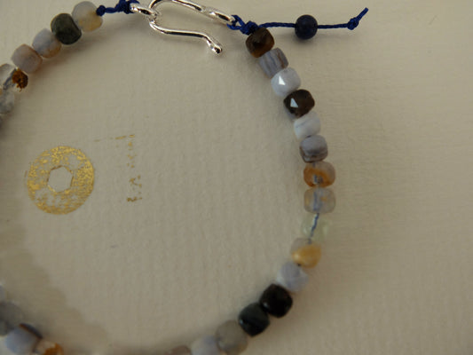 Blue Lace Agate Bracelet in Sterling Silver