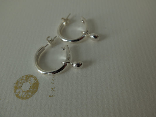Combi Drop Sterling Silver Hoops