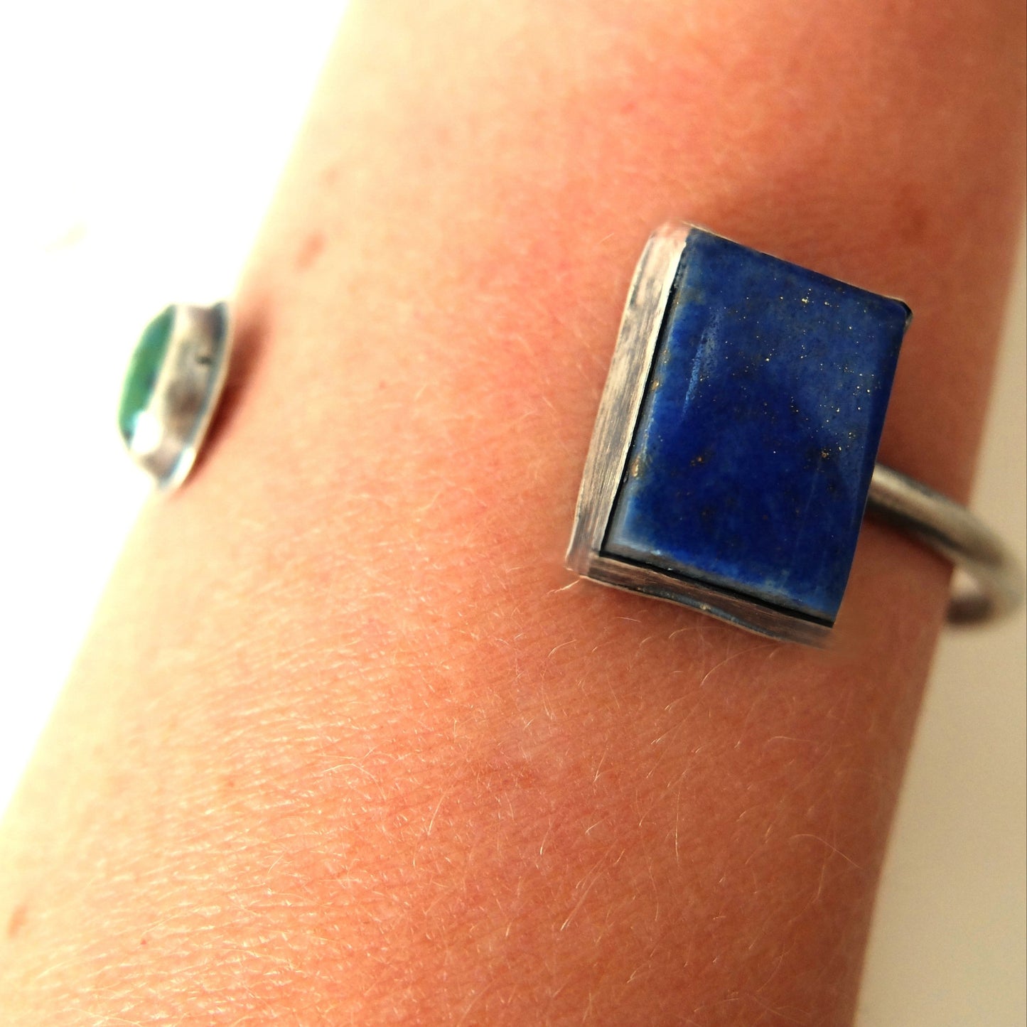 Agnes Lapis lazuli and Tibetan Turquoise Torque in Sterling Silver
