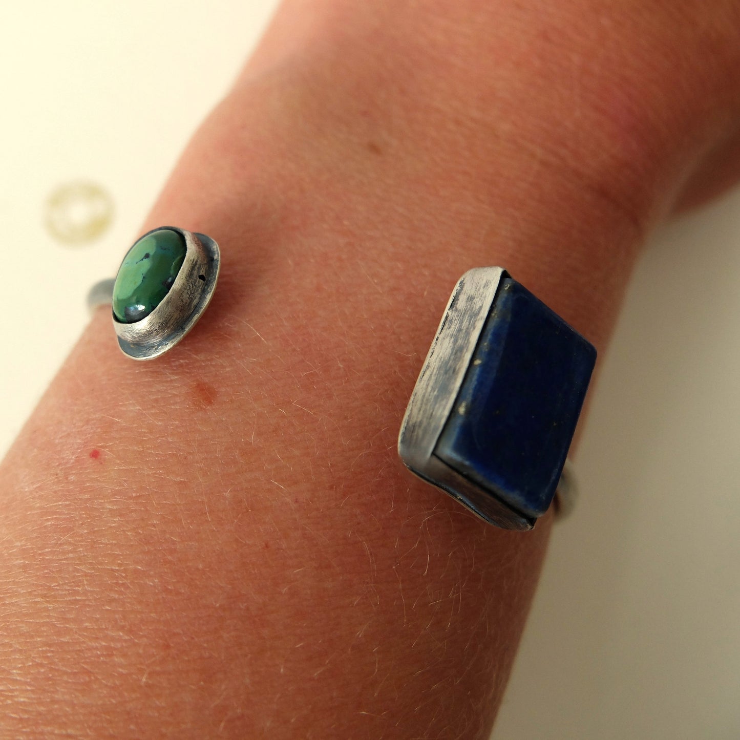Agnes Lapis lazuli and Tibetan Turquoise Torque in Sterling Silver
