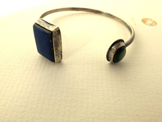 Agnes Lapis lazuli and Tibetan Turquoise Torque in Sterling Silver