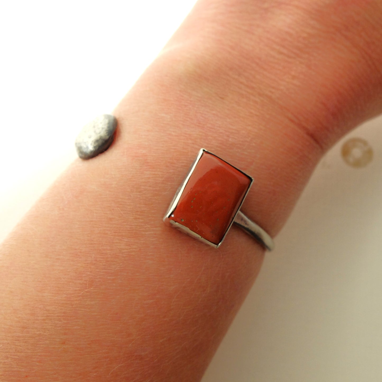 Hilda Torque in Sterling Silver and Red Jasper