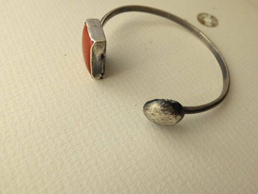 Hilda Torque in Sterling Silver and Red Jasper