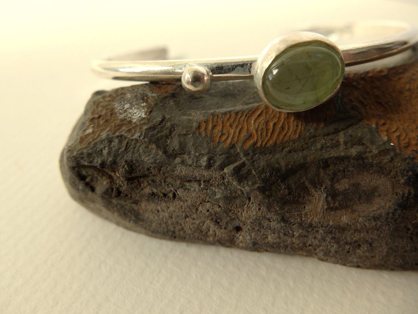 Luna Prehnite Cuff Bracelet in Sterling Silver