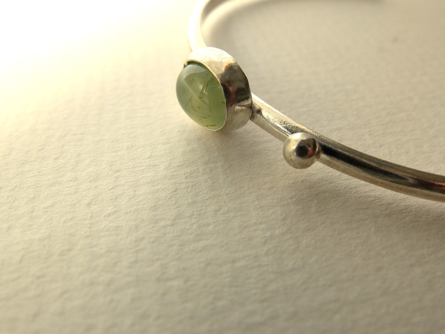 Luna Prehnite Cuff Bracelet in Sterling Silver