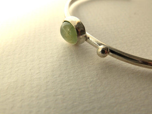 Luna Prehnite Cuff Bracelet in Sterling Silver