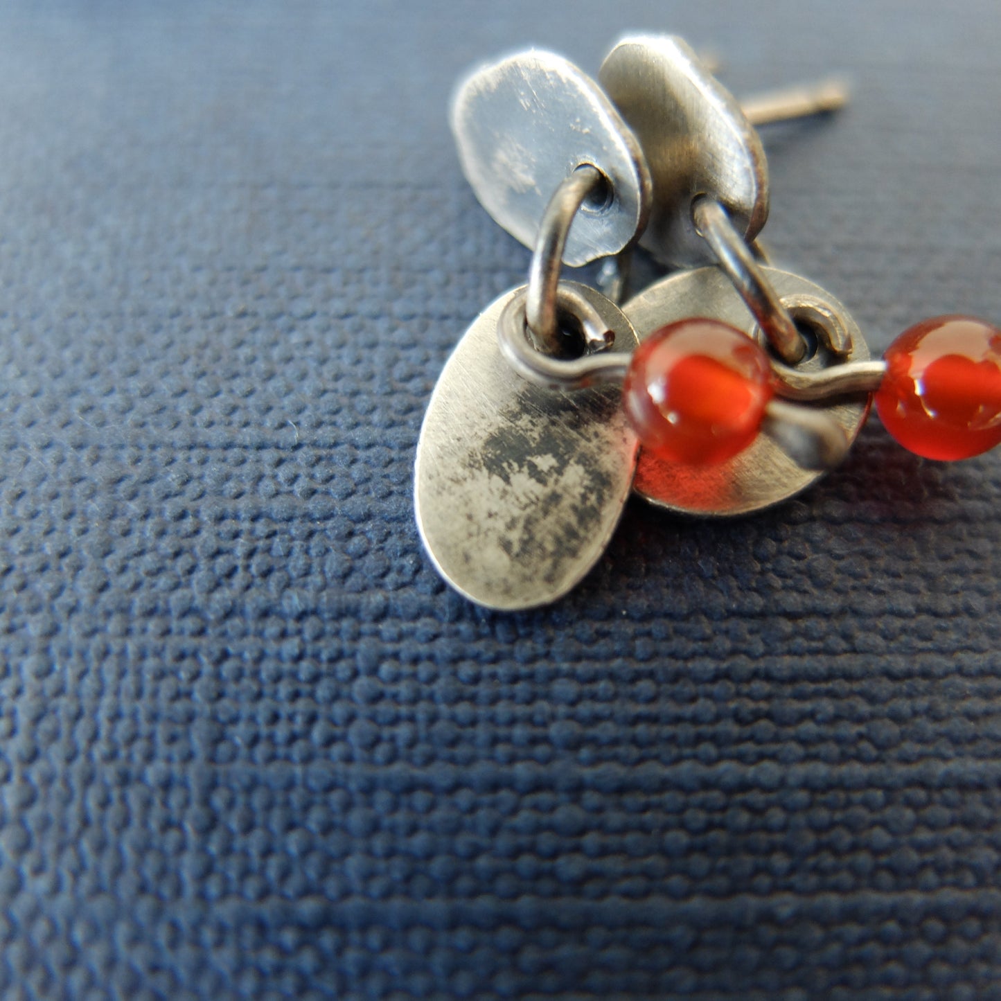 Freya oxidised Sterling Silver Studs with Carnelian Stones