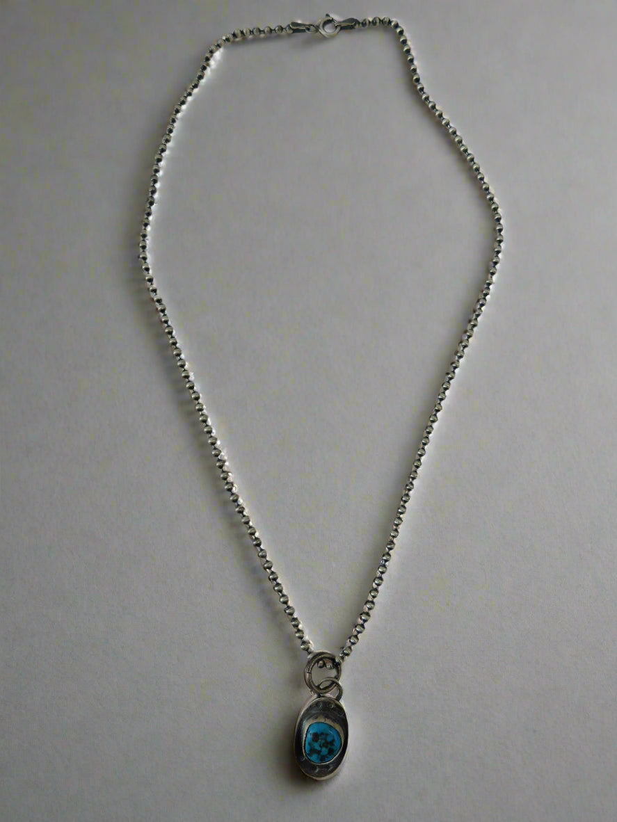 Edda Sterling Silver Necklace with a Kingsman Turquoise Gemstone