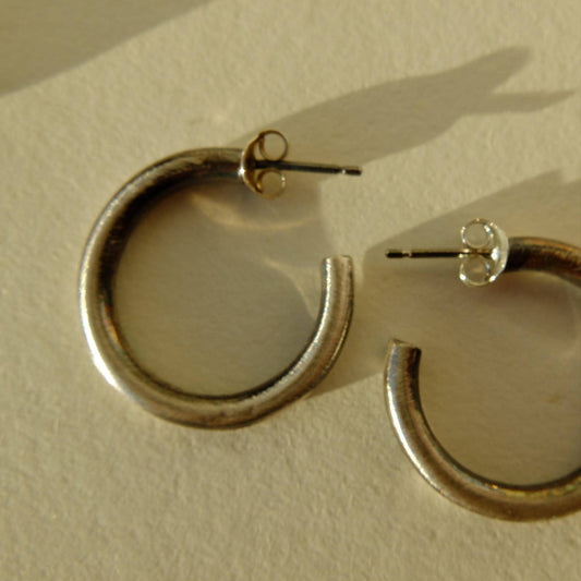 Patina Sterling Silver Crescent Hoop